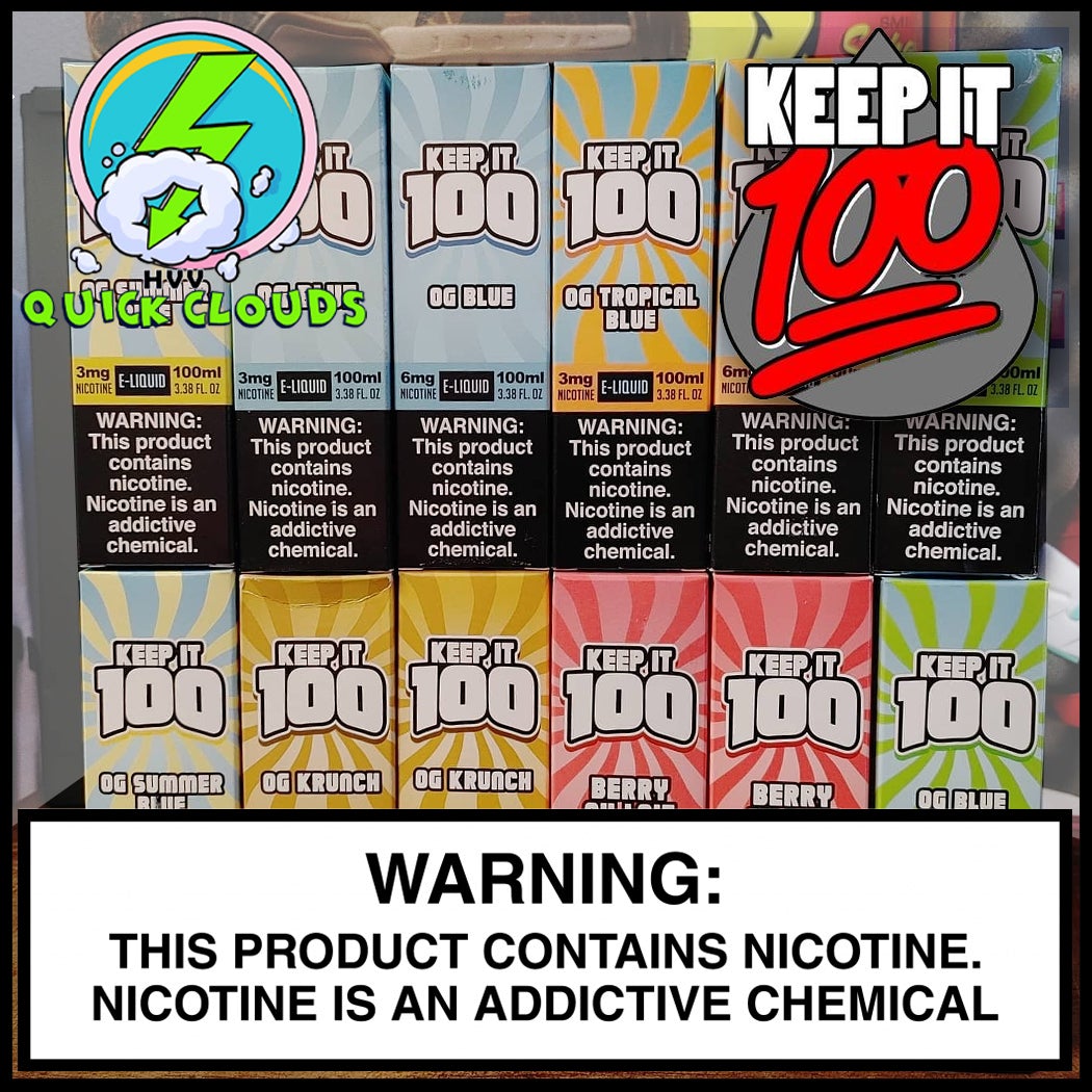 Keep it 100 e-Juices | Quick Clouds Vape Shop and Delivery