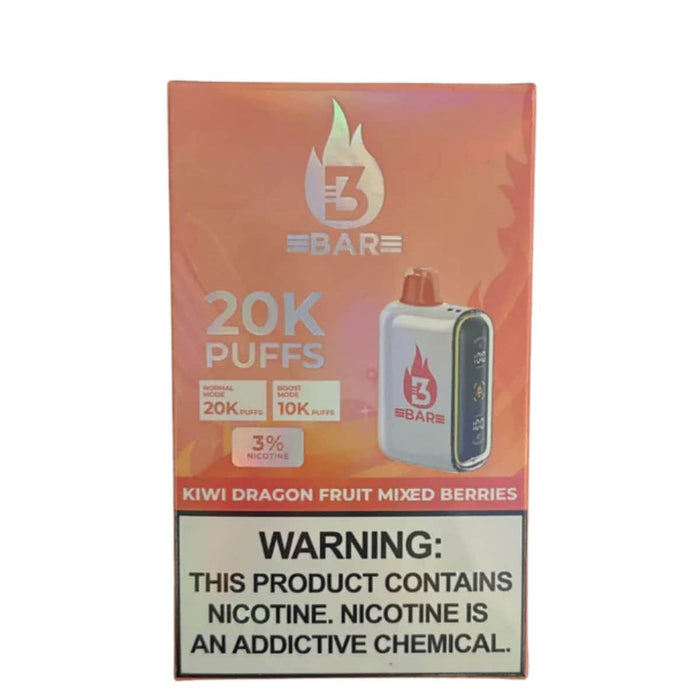 3 Bar 20k 3% Rechargeable Disposable 3 Bar Disposables Kiwi Dragon Fruit Mixed Berries / 20000+ / 3% (30mg)