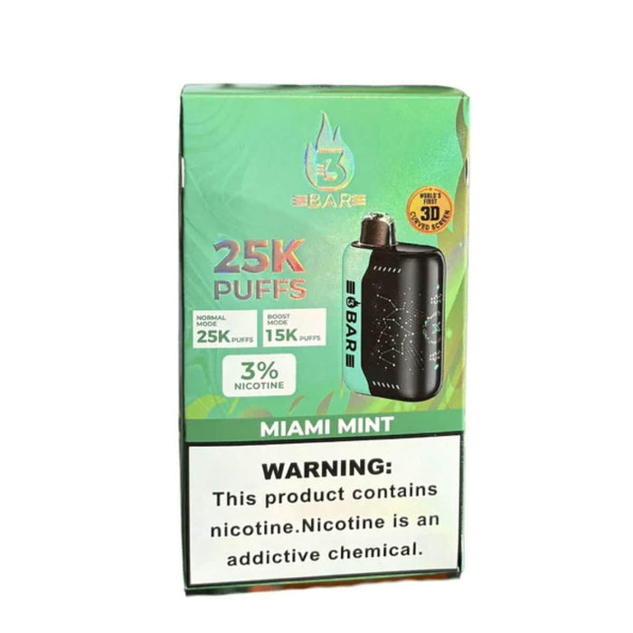 3 Bar 25k 3% Rechargeable Disposable 3 Bar Disposables Miami Mint / 20000+ / 3% (30mg)