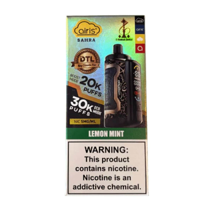Airis Sahra DTL 30k E-Hookah Device 0.5% Kangertech Disposables Lemon Mint / 30000+ / 0.5% (5mg)