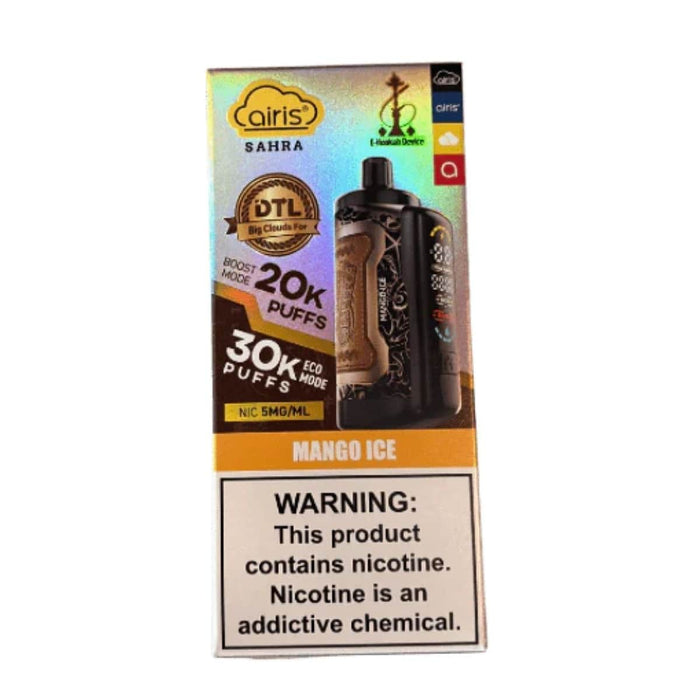 Airis Sahra DTL 30k E-Hookah Device 0.5% Kangertech Disposables Mango Ice / 30000+ / 0.5% (5mg)