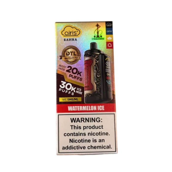 Airis Sahra DTL 30k E-Hookah Device 0.5% Kangertech Disposables Watermelon Ice / 30000+ / 0.5% (5mg)
