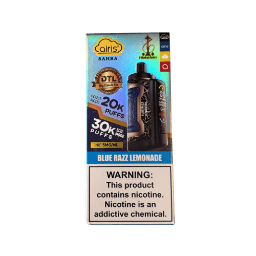 Airis Sahra DTL 30k E-Hookah Device 0.5% Kangertech Disposables Blue Razz Lemonade / 30000+ / 0.5% (5mg)