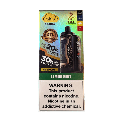 Airis Sahra DTL 30k E-Hookah Device 0.5% Kangertech Disposables Lemon Mint / 30000+ / 0.5% (5mg)