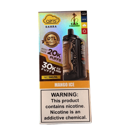 Airis Sahra DTL 30k E-Hookah Device 0.5% Kangertech Disposables Mango Ice / 30000+ / 0.5% (5mg)
