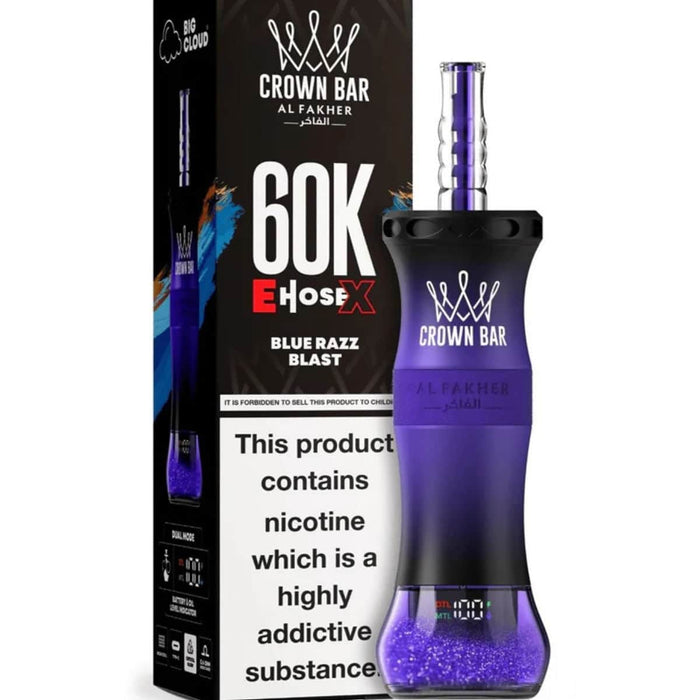 Al Fakher Crown Bar E-Hose 60000 Puff 0.6% Al Fakher Disposables Blue Razz Blast / 60000+ / 0.6% (6mg)