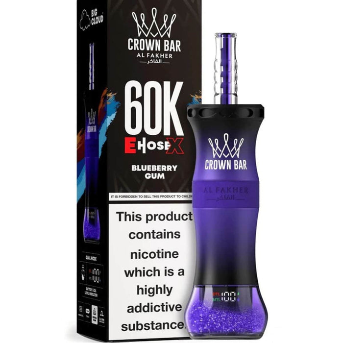 Al Fakher Crown Bar E-Hose 60000 Puff 0.6% Al Fakher Disposables Blueberry Gum / 60000+ / 0.6% (6mg)