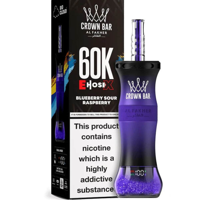 Al Fakher Crown Bar E-Hose 60000 Puff 0.6% Al Fakher Disposables Blueberry Sour Raspberry / 60000+ / 0.6% (6mg)
