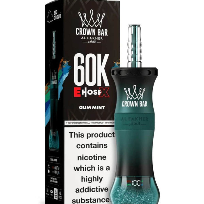 Al Fakher Crown Bar E-Hose 60000 Puff 0.6% Al Fakher Disposables Gum Mint / 60000+ / 0.6% (6mg)