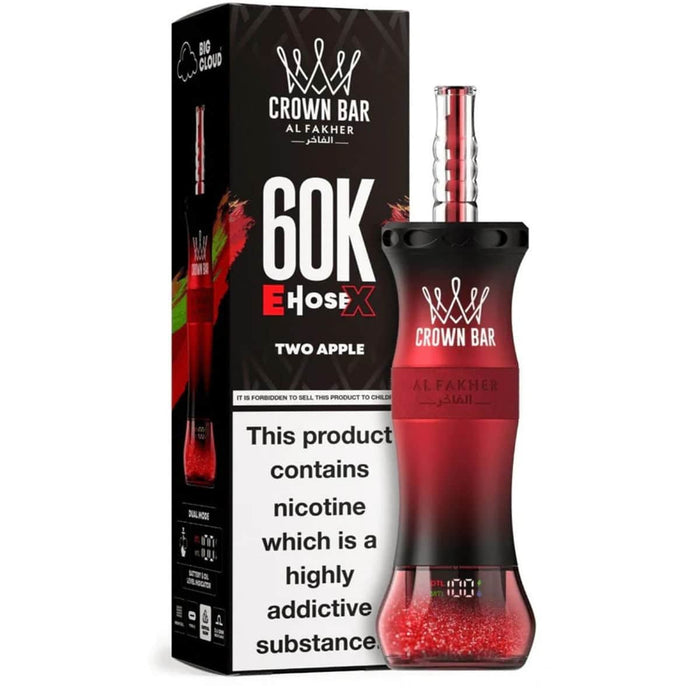 Al Fakher Crown Bar E-Hose 60000 Puff 0.6% Al Fakher Disposables Two Apple / 60000+ / 0.6% (6mg)