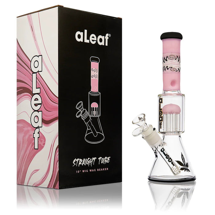 aLeaf Straight Tube 10" Wig Wag Beaker aLeaf Smoking Accessories Pink