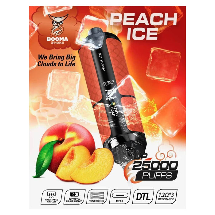 Booma Hookah 25k 0.6% Booma Disposables Peach Ice / 25000+ / 0.6% (6mg)