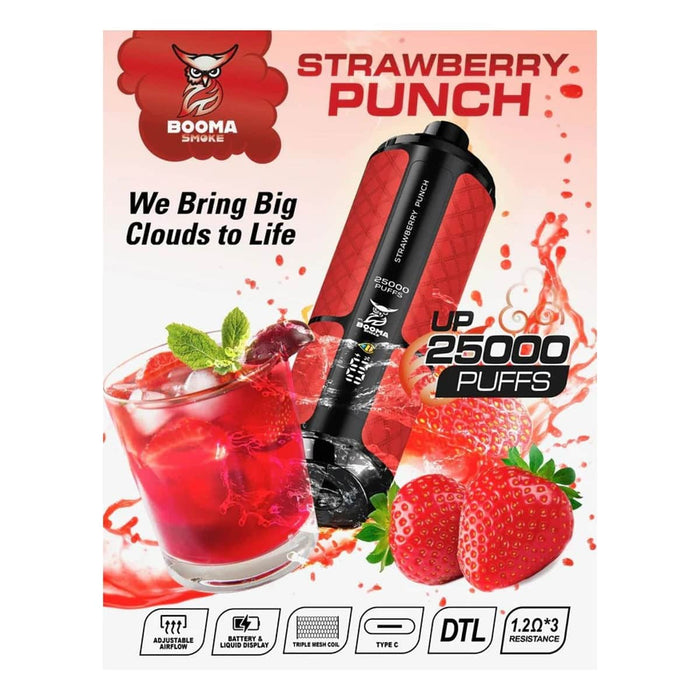 Booma Hookah 25k 0.6% Booma Disposables Strawberry Punch / 25000+ / 0.6% (6mg)