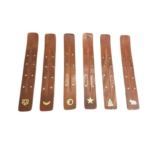 Brown Flat Wood Star Incense Burner none Smoking Accessories
