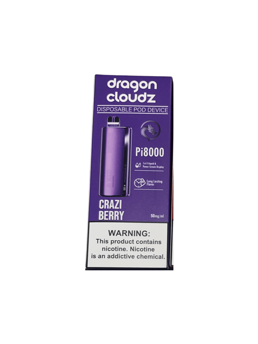 Dragon Cloudz Pi8000 5% Rechargeable Disposable Clearance Dragon Cloudz Disposables Crazy Berry / 8000+ / 5% (50mg)