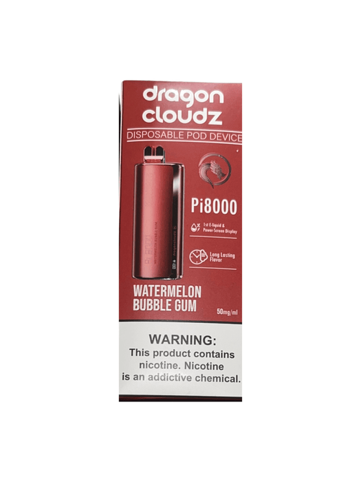 Dragon Cloudz Pi8000 5% Rechargeable Disposable Clearance Dragon Cloudz Disposables Watermelon Bubble Gum / 8000+ / 5% (50mg)
