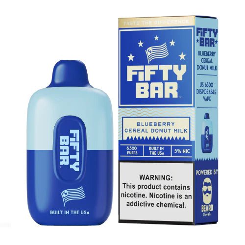 Fifty Bar by Mr. Beard 6500 5% Fifty Bar Disposables Blueberry Cereal Donut Milk / 6500+ / 5% (50mg)