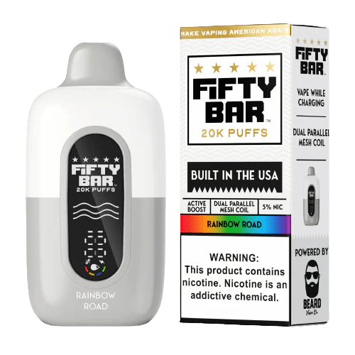 Fifty Bar by Mr. Beard 20000 5% Rechargeable Disposable Fifty Bar Disposables Rainbow Road / 20000+ / 5% (50mg)