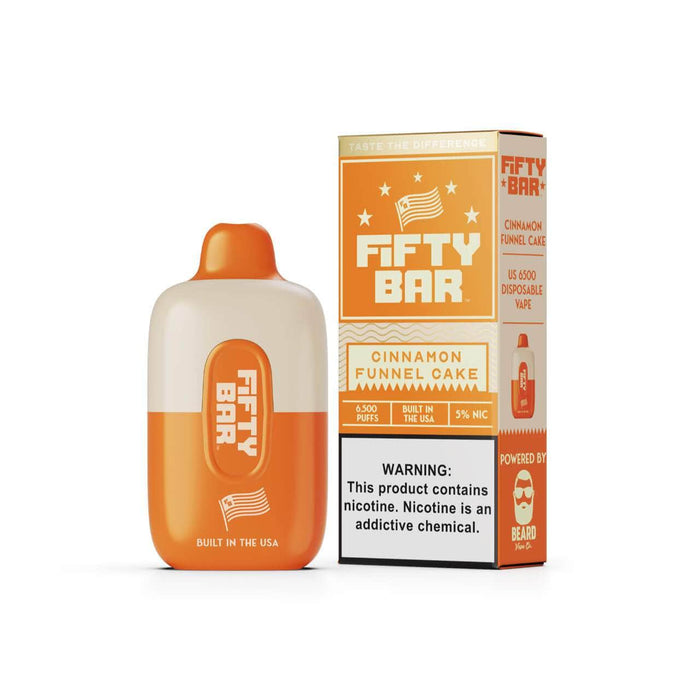 Fifty Bar by Mr. Beard 6500 5% Fifty Bar Disposables Cinnamon Funnel Cake / 6500+ / 5% (50mg)