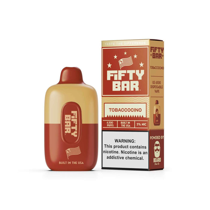 Fifty Bar by Mr. Beard 6500 5% Fifty Bar Disposables Tobaccocino / 6500+ / 5% (50mg)