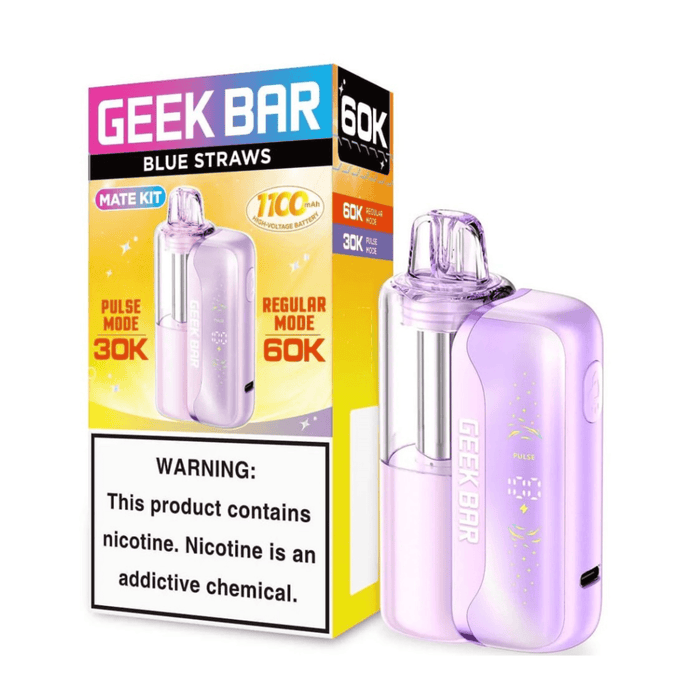Geek Bar Mate Kit 60000 5% Rechargeable Disposable Geek Bar Disposables Blue Straws / 5% (50mg) / 60000+