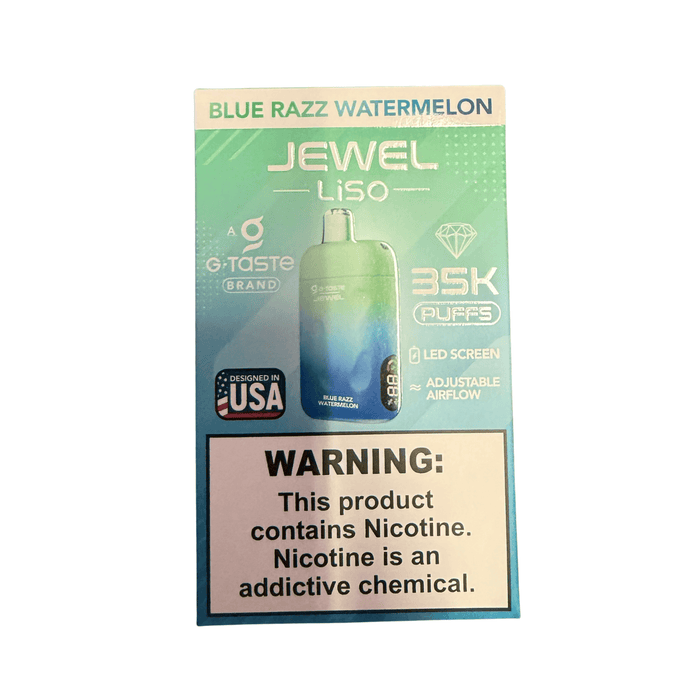 Jewel Liso G-Taste 35k 5% Rechargeable Disposable G-Taste Disposables Blue Razz Watermelon / 35000+ / 5% (50mg)