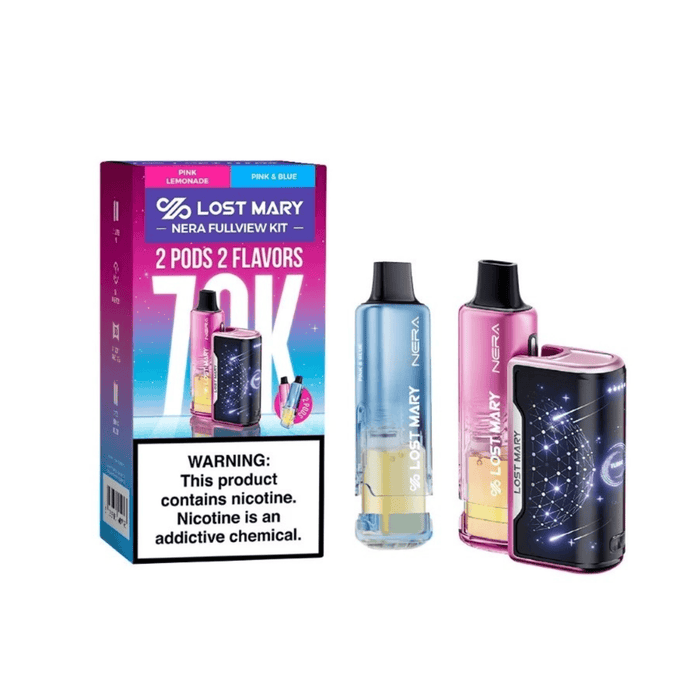 Lost Mary Nera Full View Kit 70K 5% Rechargeable Disposable Lost Mary Disposables Pink & Blue/ Pink Lemonade / 70000+ / 5% (50mg)