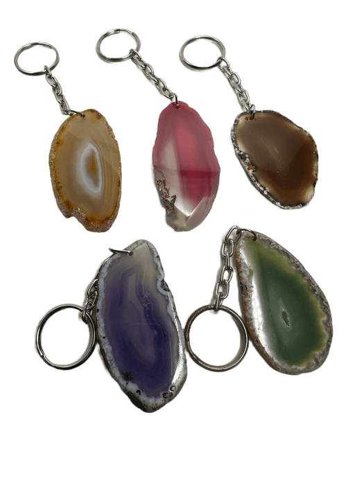 Sliced Geode Agate Keychain none Crystal