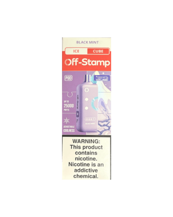 Off-Stamp Ice Cube 25K 5% Disposable Pod Off-Stamp Disposables Black Mint / 25000+ / 5% (50mg)