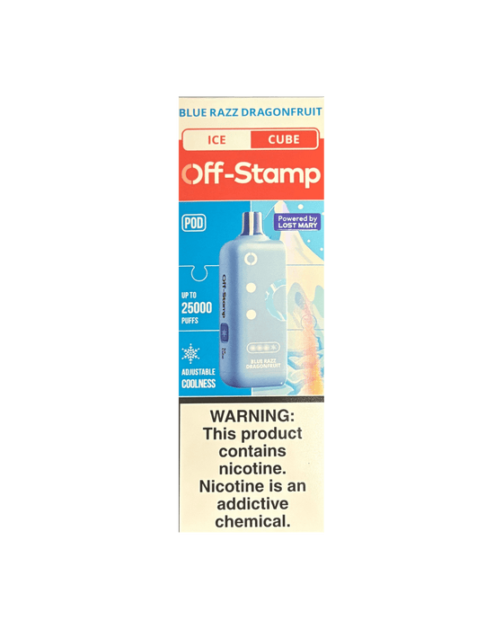 Off-Stamp Ice Cube 25K 5% Disposable Pod Off-Stamp Disposables Blue Razz Dragonfruit / 25000+ / 5% (50mg)