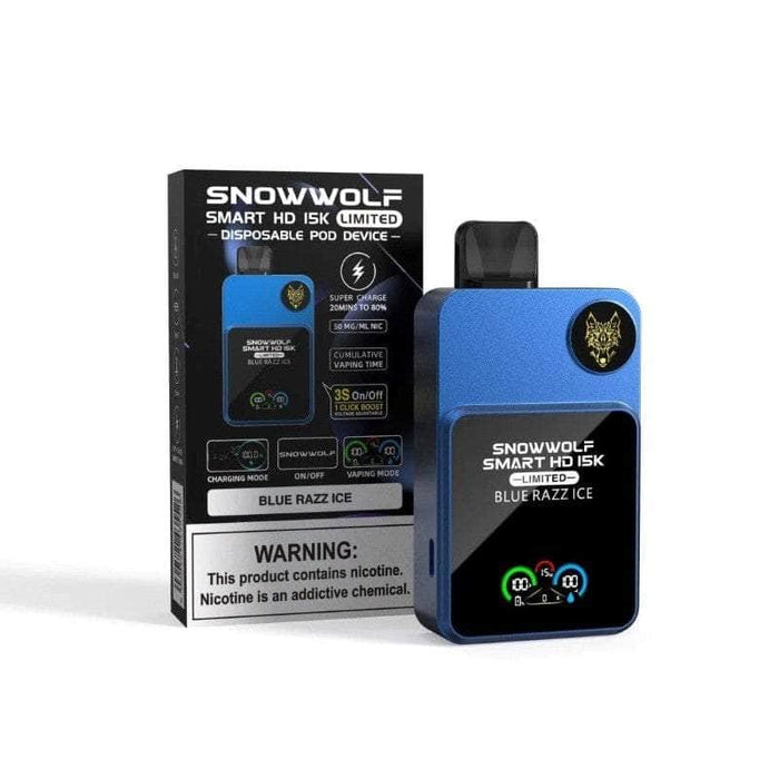SnowWolf Smart HD 15K Limited 5% SnowWolf Disposables Blue Razz Ice / 15000+ / 5% (50mg)