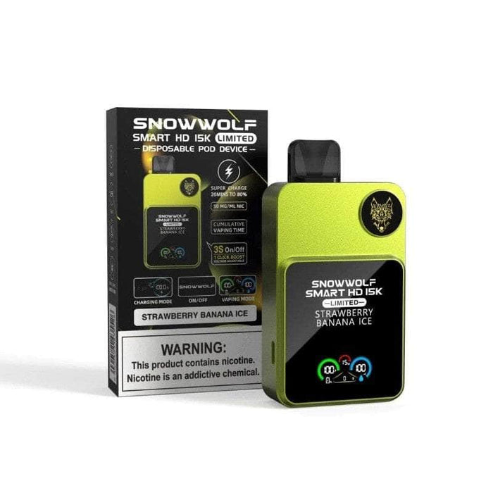 SnowWolf Smart HD 15K Limited 5% SnowWolf Disposables Strawberry Banana Ice / 15000+ / 5% (50mg)
