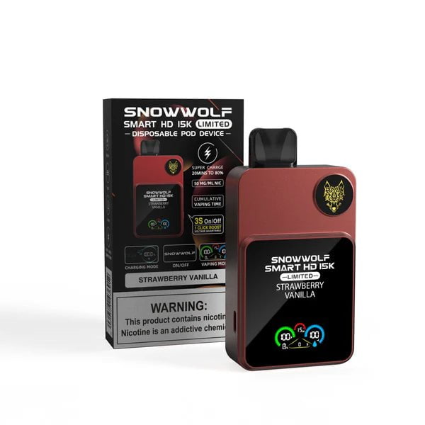 SnowWolf Smart HD 15K Limited 5% SnowWolf Disposables Strawberry Vanilla / 15000+ / 5% (50mg)