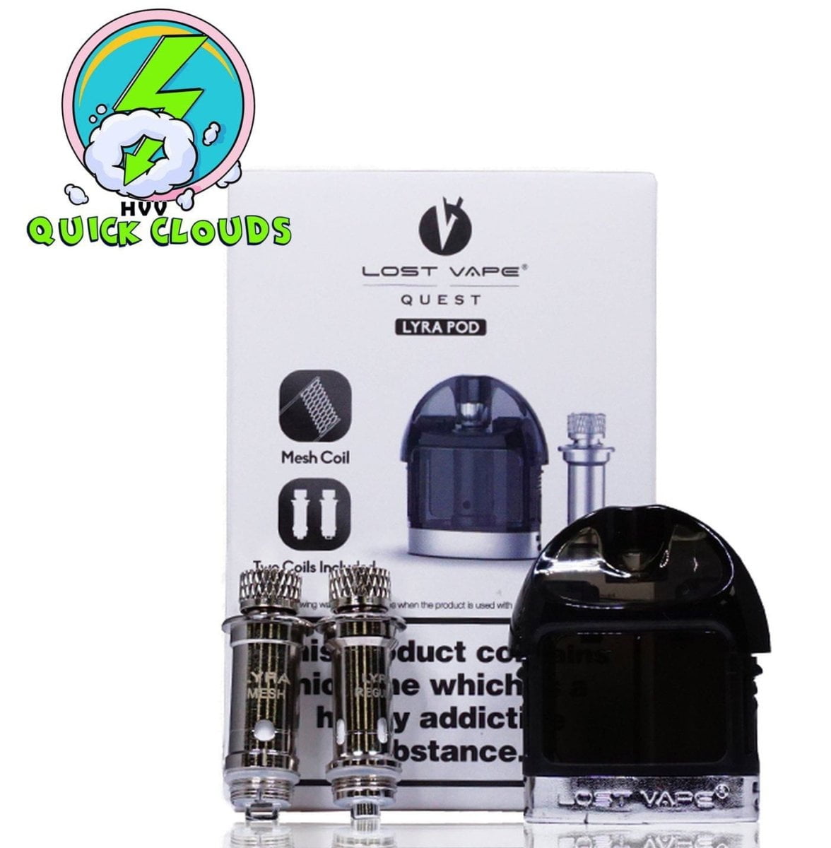 lost vape lyra pod with 2 coils 0.6 & 1.2ohm + Aurora: Quick Clouds Vape Shop Choose Flavor:Strawberry ELIQUID:Nicotine Salts Elite All in One